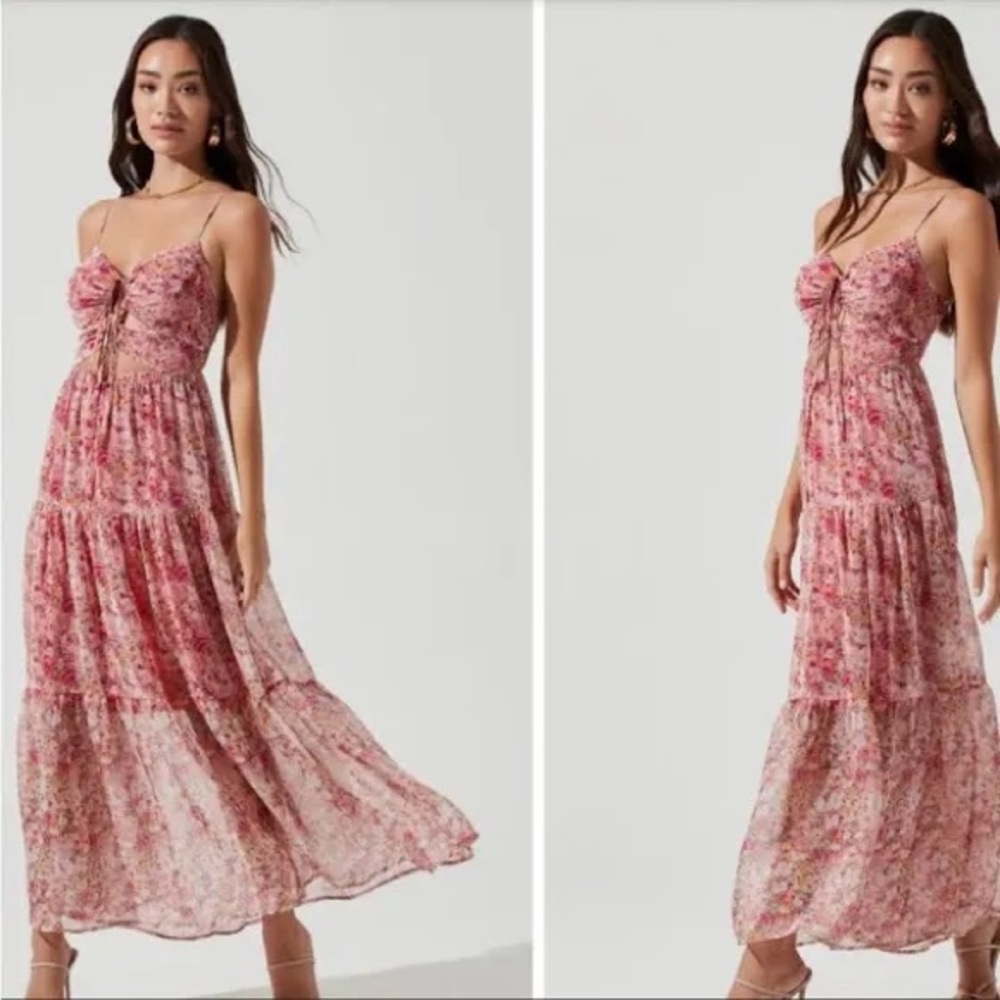 ASTR The Label Red floral maxi dress
